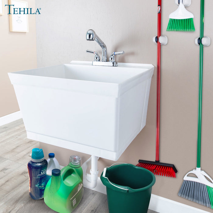 Tehila White Wall Mounting Kit for Tehila Standard Sinks - Sweatfully