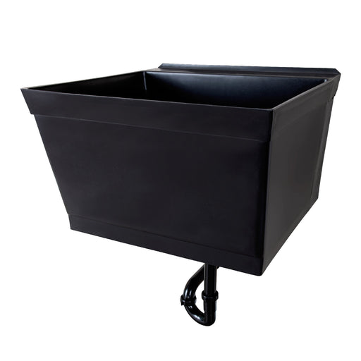Tehila Standard Wall-Mounted Black Utility Sink, Water Supply Lines Included - Sweatfully