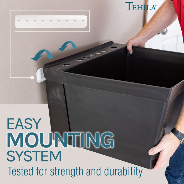 Tehila Standard Wall-Mounted Black Utility Sink, Water Supply Lines Included - Sweatfully