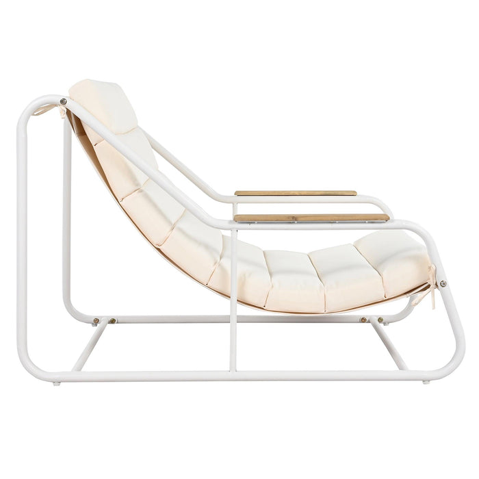 Outdoor Chaise Lounge Chairs Set of 3 with Acacia Side Table, Pool Lounge Chairs for Lawn, Deck, Beach - Sweatfully