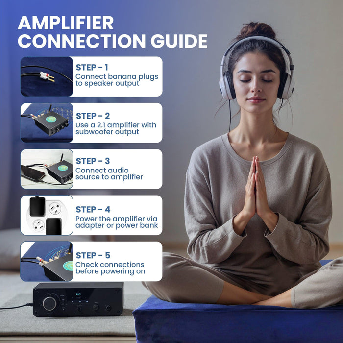 Vibroacoustic Therapy Meditation Cushion bundle with custom amplifier - Sweatfully