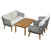 4 Pieces Outdoor Furniture Set with Loveseat, Patio Rope Conversation Set with Cushions for Backyard, Poolside, Garden - Sweatfully
