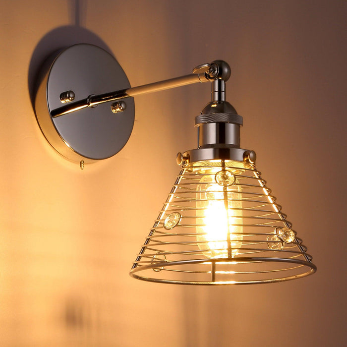 1-Light Modern Silver Wall Scone Light - Sweatfully