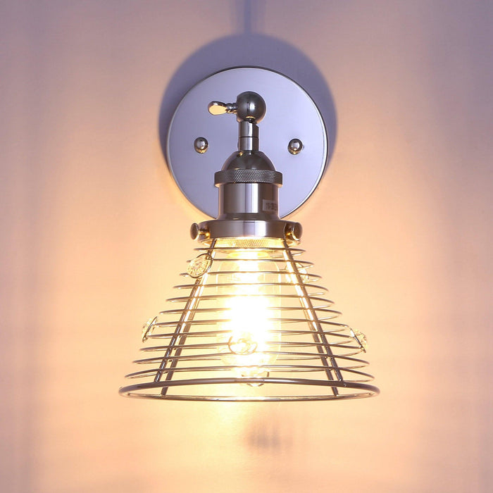 1-Light Modern Silver Wall Scone Light - Sweatfully