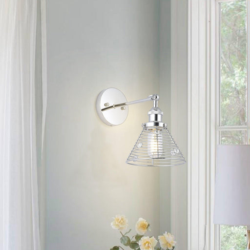 1-Light Modern Silver Wall Scone Light - Sweatfully
