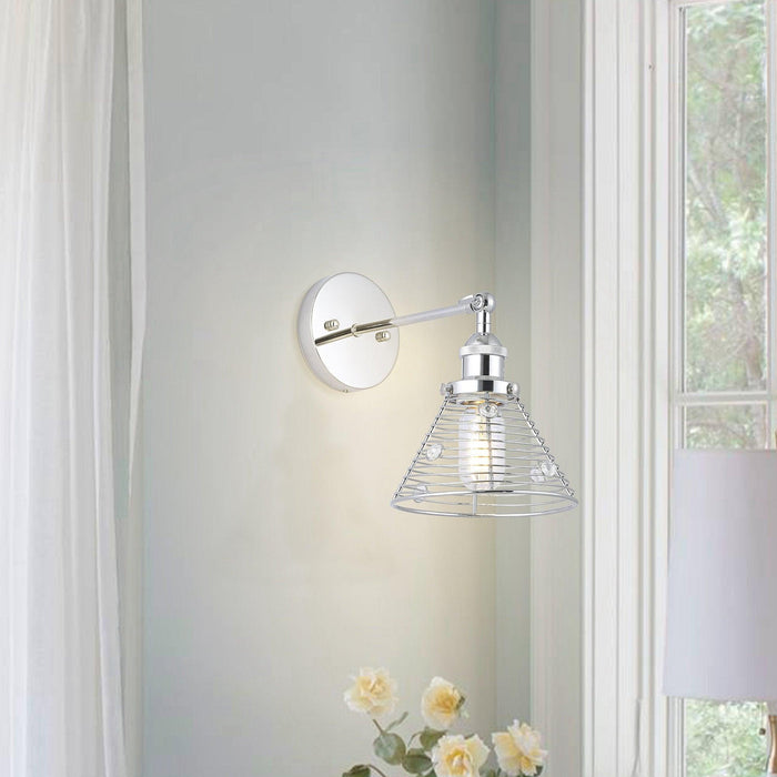 1-Light Modern Silver Wall Scone Light - Sweatfully