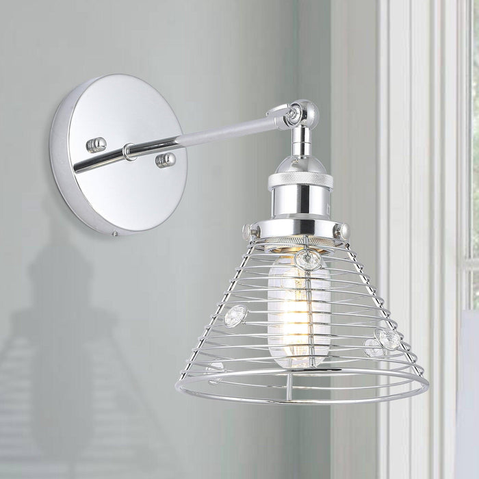 1-Light Modern Silver Wall Scone Light - Sweatfully