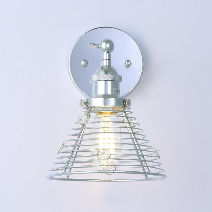 1-Light Modern Silver Wall Scone Light - Sweatfully