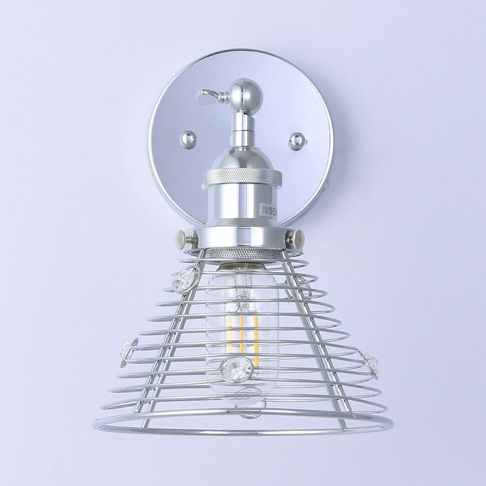 1-Light Modern Silver Wall Scone Light - Sweatfully