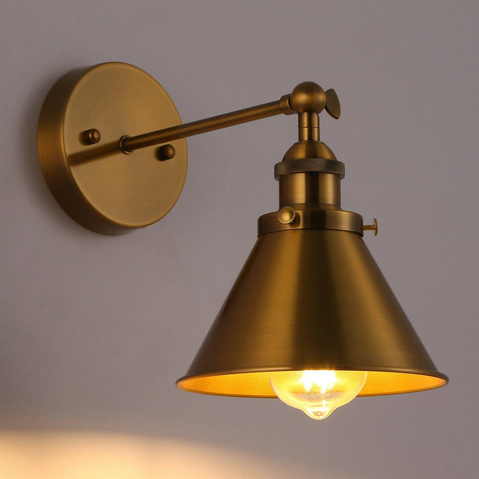 1-Light Rhem Brass Wall Sconce Light - Sweatfully