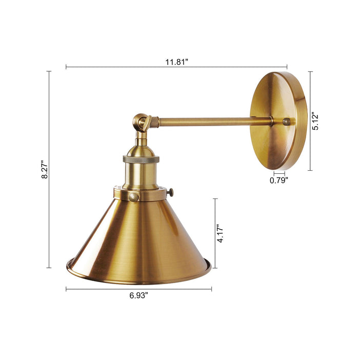 1-Light Rhem Brass Wall Sconce Light - Sweatfully