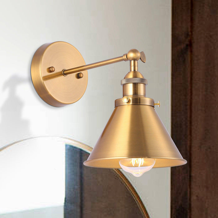1-Light Rhem Brass Wall Sconce Light - Sweatfully