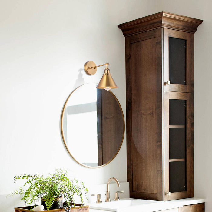 1-Light Rhem Brass Wall Sconce Light - Sweatfully