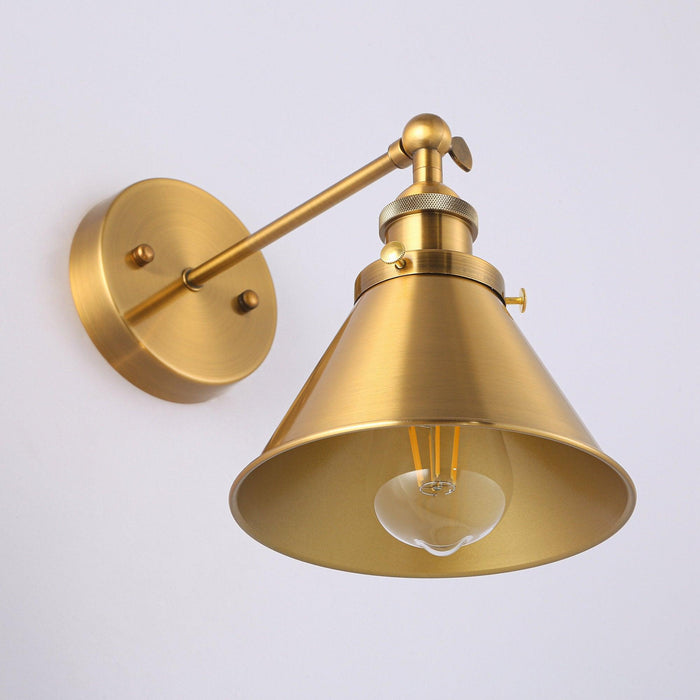 1-Light Rhem Brass Wall Sconce Light - Sweatfully