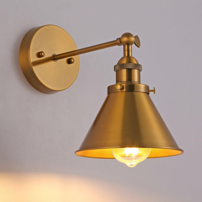 1-Light Rhem Brass Wall Sconce Light - Sweatfully