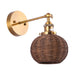 1-Light Traditional Rattan Golden Wall Sconce Light - Sweatfully