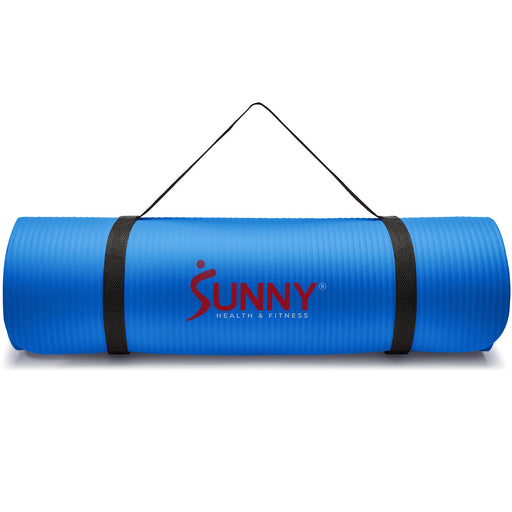 Sunny Health & Fitness Premium 1/2-Inch Extra Thick Exercise Yoga Mat - Blue - SF-EM03-BU - Sweatfully