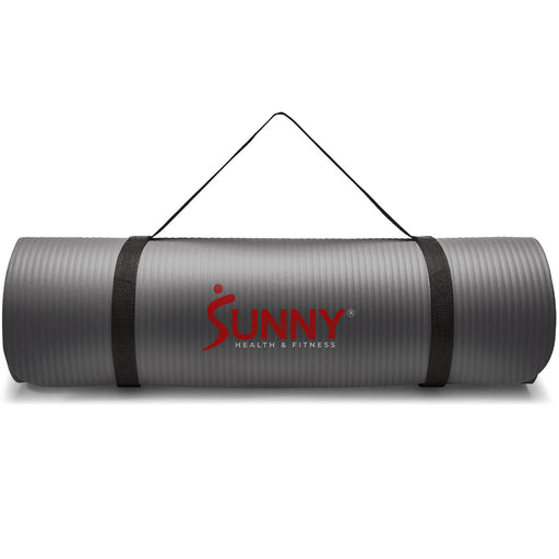 Sunny Health & Fitness Premium 1/2-Inch Extra Thick Exercise Yoga Mat - Grey - SF-EM03-GY - Sweatfully