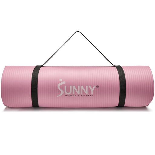 Sunny Health & Fitness Premium 1/2-Inch Extra Thick Exercise Yoga Mat - Pink-SF-EM03-PK - Sweatfully