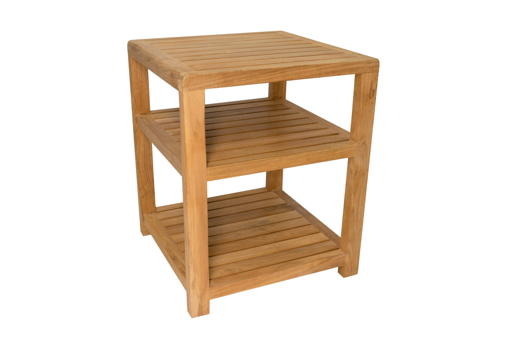 Charleston Natural Teak Spa/Bathroom - Under Sink - Storage Bench - 14" - Sweatfully