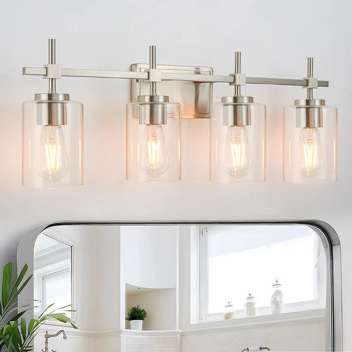 Jasper Modern 4-Light Clear Glass Bathroom Lights Linear Vanity Light - Sweatfully