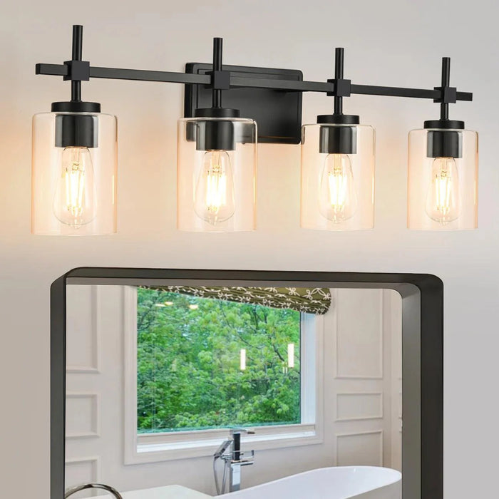 Jasper Modern 4-Light Clear Glass Bathroom Lights Linear Vanity Light - Sweatfully