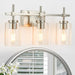 Jasper 3-Light Modern Clear Glass Bathroom Vanity Light, Black & Nickel - Sweatfully