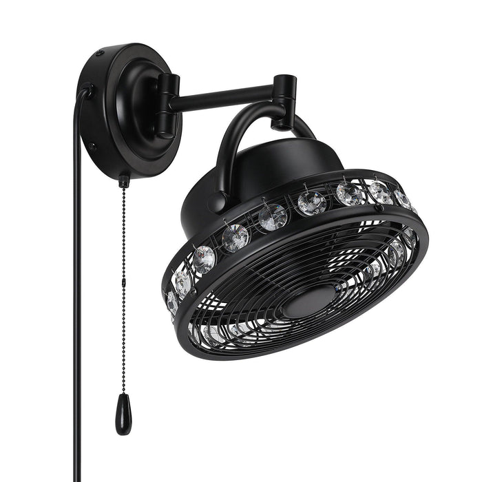 10" Modern Black Small Ceiling Fan with Pull Chain - Sweatfully