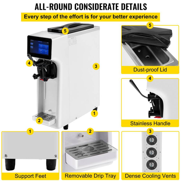 1000W Commercial Home Soft Serve Frozen Yogurt Ice Cream Maker Machine, 4.0L (SAK83425) - Sweatfully