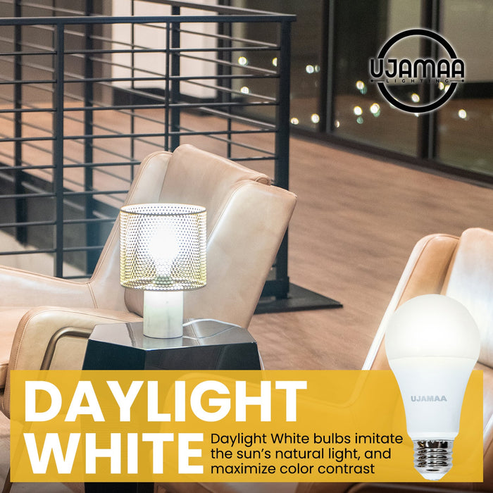 Ujamaa 100w Watt Equivalent LED Dimmable Light Bulbs (Daylight White) - 6-Pack - Sweatfully