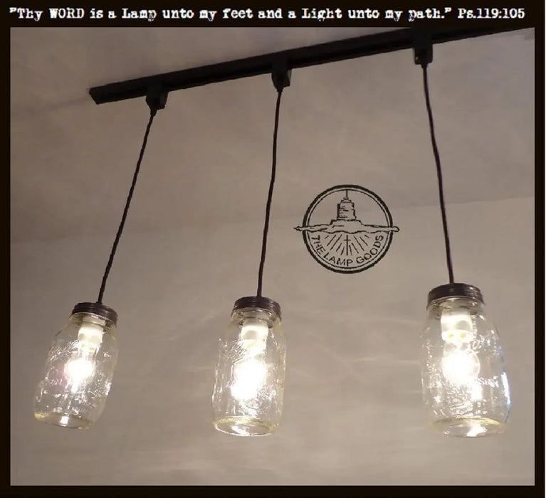 Mason Jar Track Lighting PENDANT Trio - Sweatfully