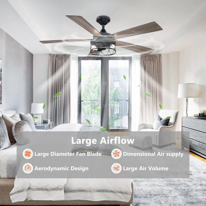 52" Windmill Industrial Downrod Mount Reversible Ceiling Fan with Lighting and Remote Control - Sweatfully