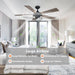 52" Windmill Industrial Downrod Mount Reversible Ceiling Fan with Lighting and Remote Control - Sweatfully
