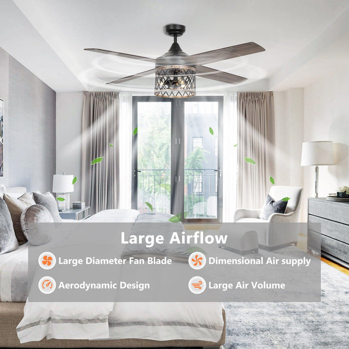 52" Mirelle Farmhouse Downrod Mount Reversible Ceiling Fan with Lighting and Remote Control - Sweatfully