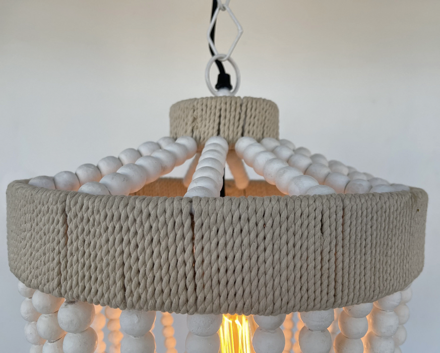 Very Large Farmhouse Beaded Chandelier Pendant Light - Sweatfully