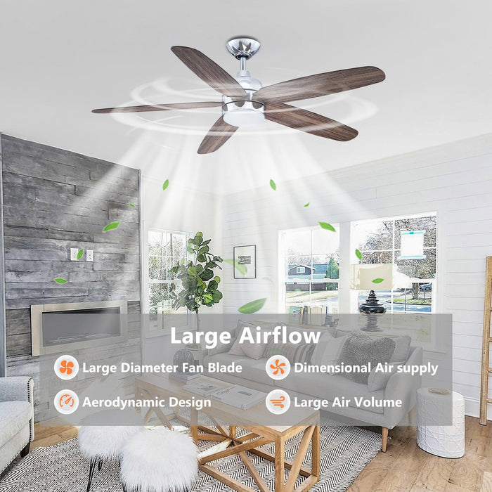52" Dicken Farmhouse Downrod Mount Reversible Ceiling Fan with Lighting and Remote Control - Sweatfully