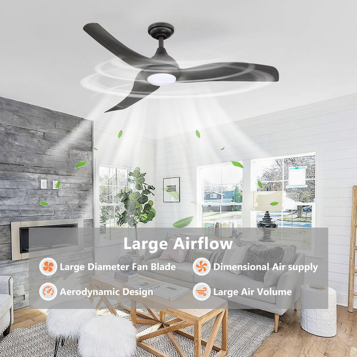 52" Industrial DC Motor Downrod Mount Reversible Ceiling Fan with LED Lighting and Remote Control - Sweatfully