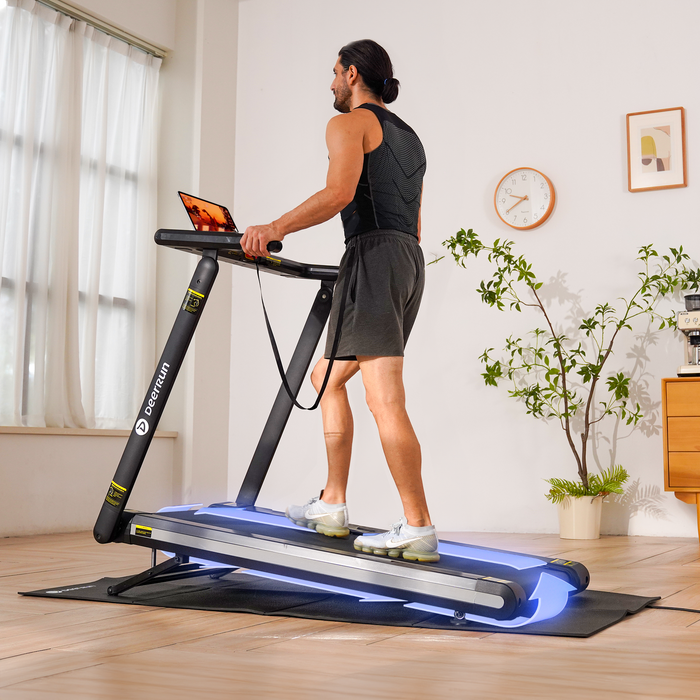 DeerRun X20 Treadmill with 15% Auto Incline Full Running Deck Treadmill | 400Lbs, 11.3Mph - Sweatfully