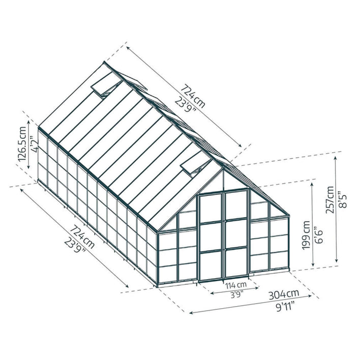 [10x24FT] Premium Heavy-Duty Polycarbonate Walk-In Greenhouse W/ Aluminum Frame & Built-In Gutter System (SAK58472) - Sweatfully
