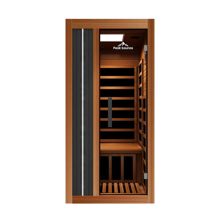 Peak Saunas Aspen 1-Person Indoor FAR Infrared Sauna with Smart WiFi App Control - Sweatfully