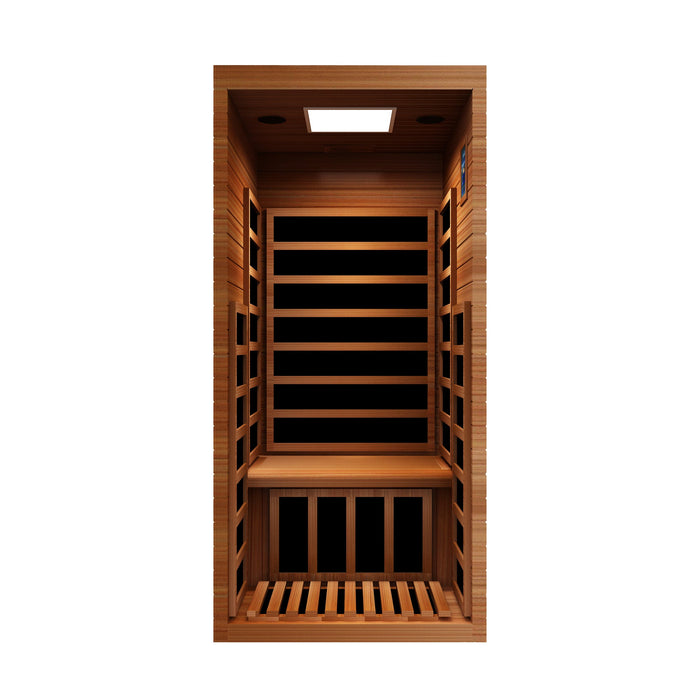 Peak Saunas Aspen 1-Person Indoor FAR Infrared Sauna with Smart WiFi App Control - Sweatfully
