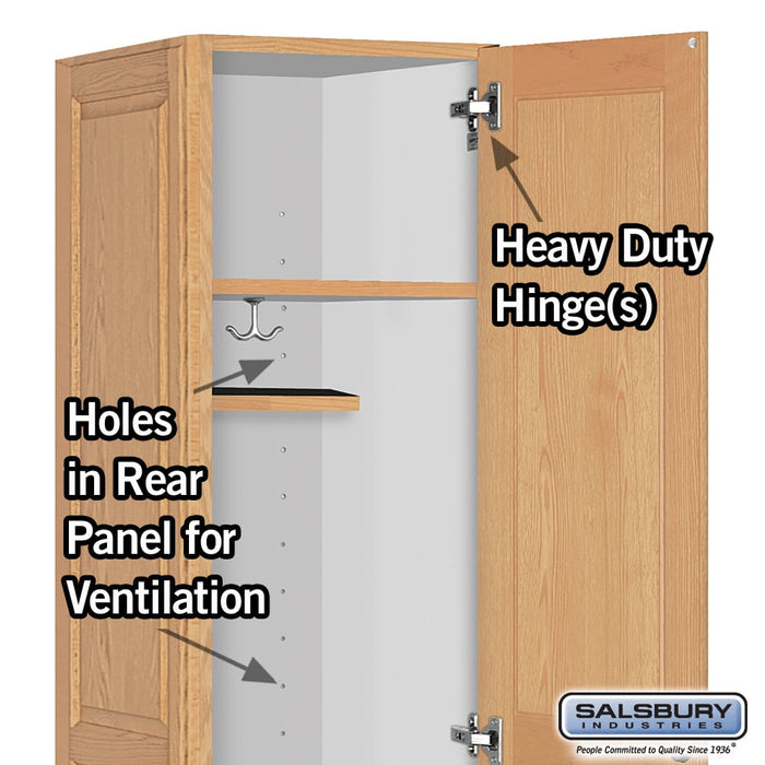 Salsbury 16" Wide Single Tier Solid Oak Executive Wood Locker - 1 Wide - 6 Feet High - 21 Inches Deep - Light Oak - Sweatfully