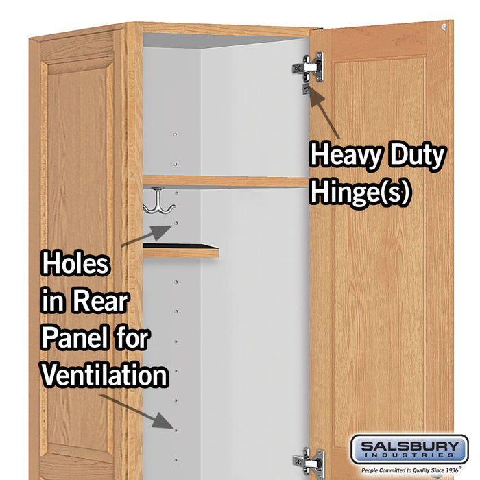 Salsbury 16" Wide Single Tier Solid Oak Executive Wood Locker - 1 Wide - 6 Feet High - 24 Inches Deep - Light Oak - Sweatfully