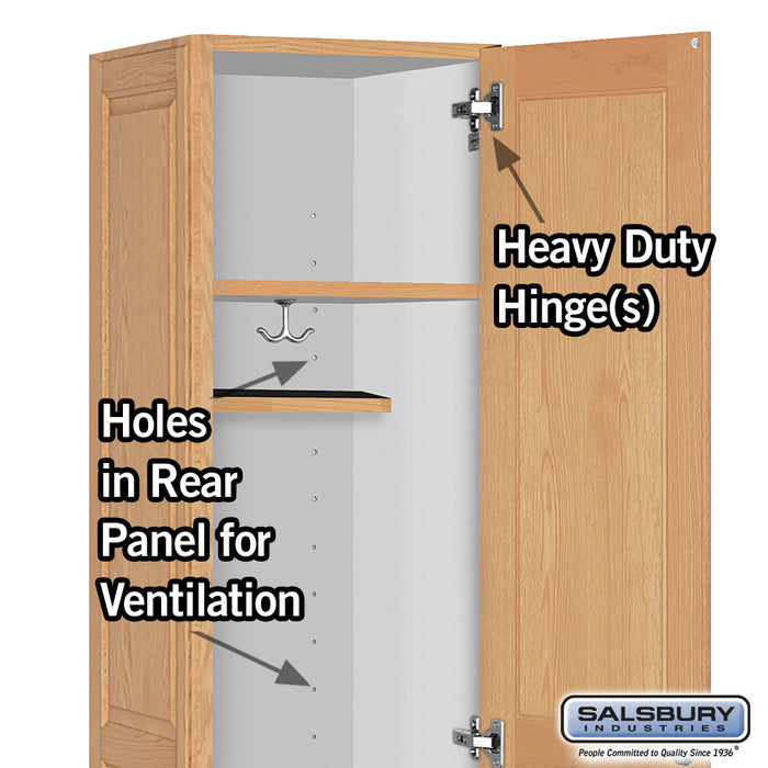 Salsbury 16" Wide Single Tier Solid Oak Executive Wood Locker - 1 Wide - 6 Feet High - 18 Inches Deep - Light Oak - Sweatfully
