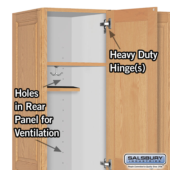 Salsbury 16" Wide Single Tier Solid Oak Executive Wood Locker - 3 Wide - 6 Feet High - 21 Inches Deep - Light Oak - Sweatfully