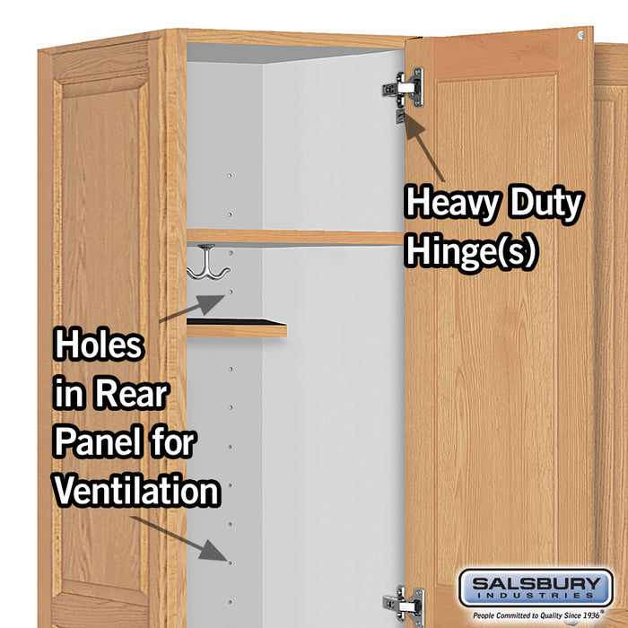 Salsbury 16" Wide Single Tier Solid Oak Executive Wood Locker - 3 Wide - 6 Feet High - 24 Inches Deep - Light Oak - Sweatfully