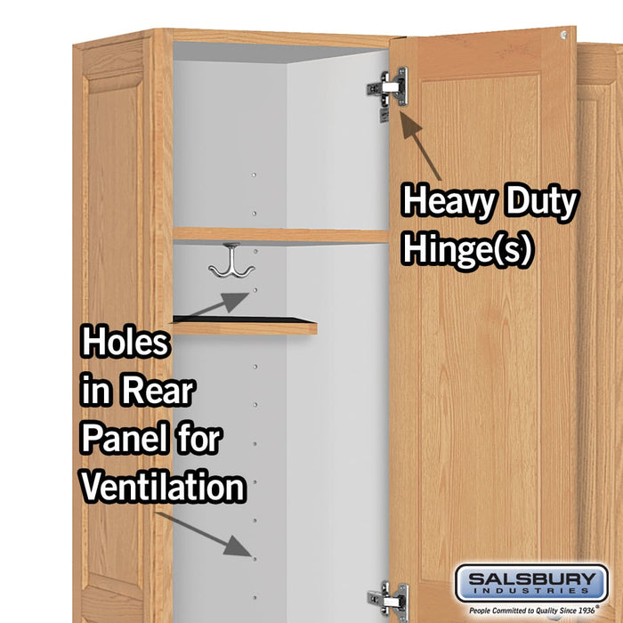 Salsbury 16" Wide Single Tier Solid Oak Executive Wood Locker - 3 Wide - 6 Feet High - 18 Inches Deep - Light Oak - Sweatfully