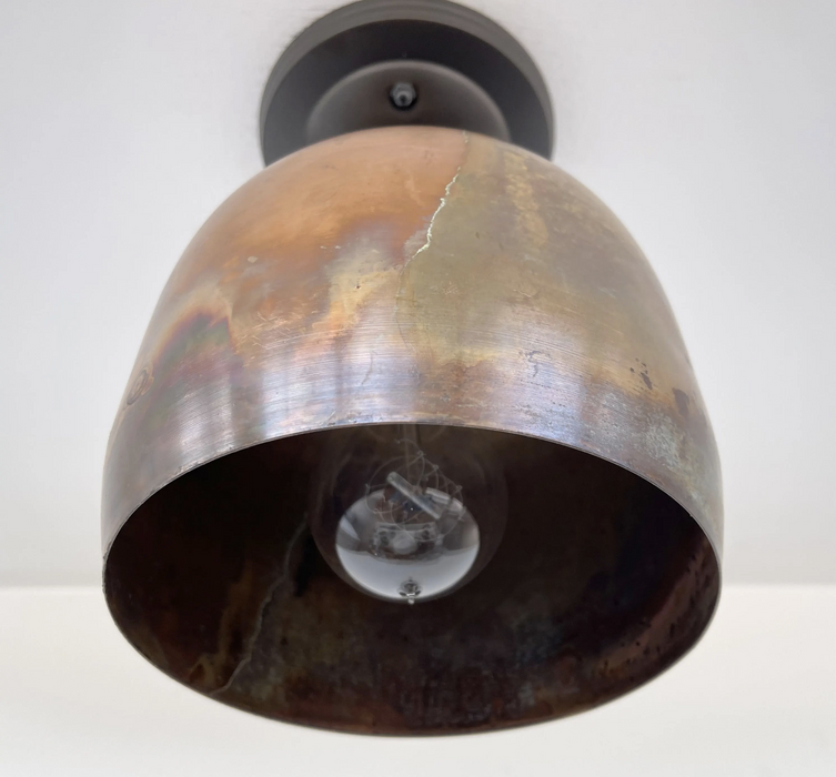 DOME BURNISHED COPPER Ceiling Light Rustic Farmhouse - Sweatfully