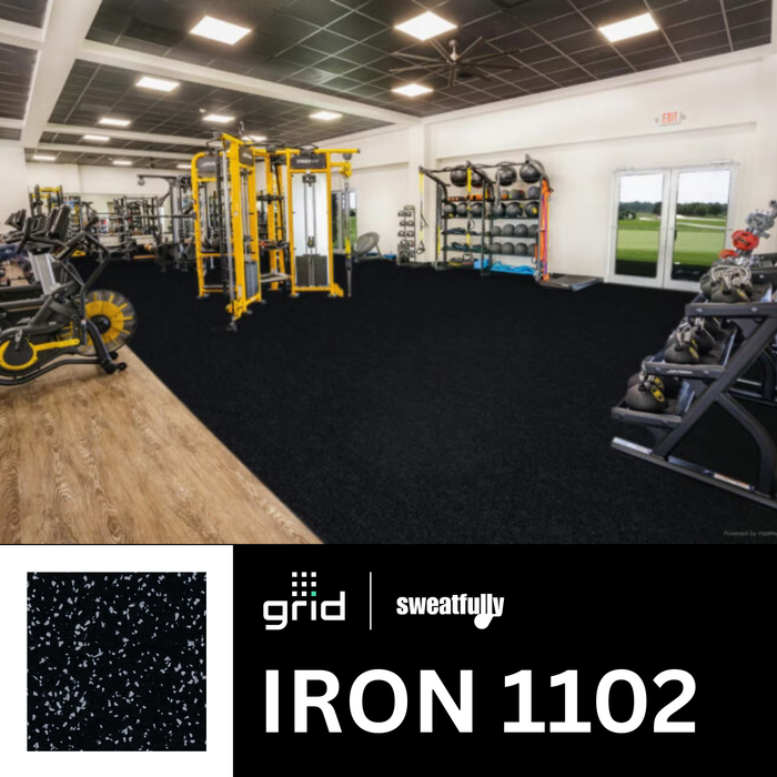 Grid Regrind Rubber Modx Tiles CORE Series Rubber Flooring with Flecks (1 sq. ft.) - Sweatfully