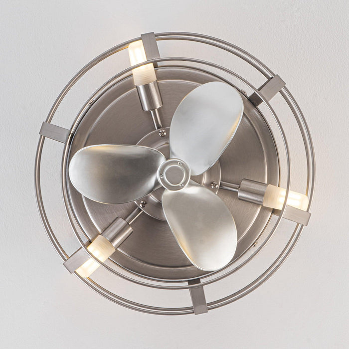 12" Flush Mount Low Profile Caged Small Ceiling Fan with Light and Remote Control - Sweatfully